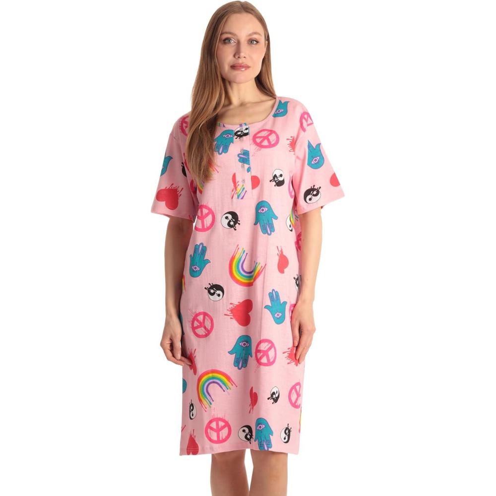 imageJust Love Short Sleeve Nightgown Sleep Dress for WomenPink All Things Dripping