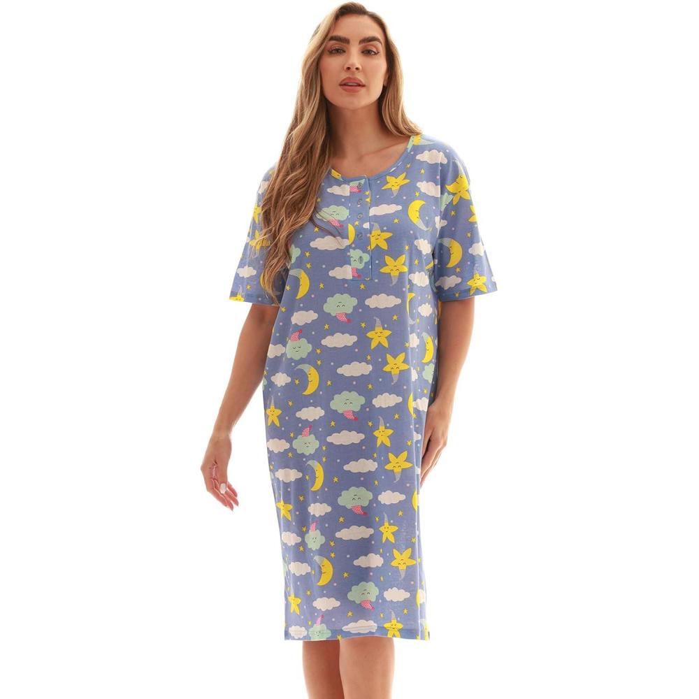 imageJust Love Short Sleeve Nightgown Sleep Dress for WomenPlum Sleepy Celestial