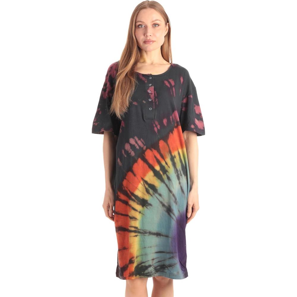 imageJust Love Short Sleeve NightgownTie Dye Black Pink Swirl