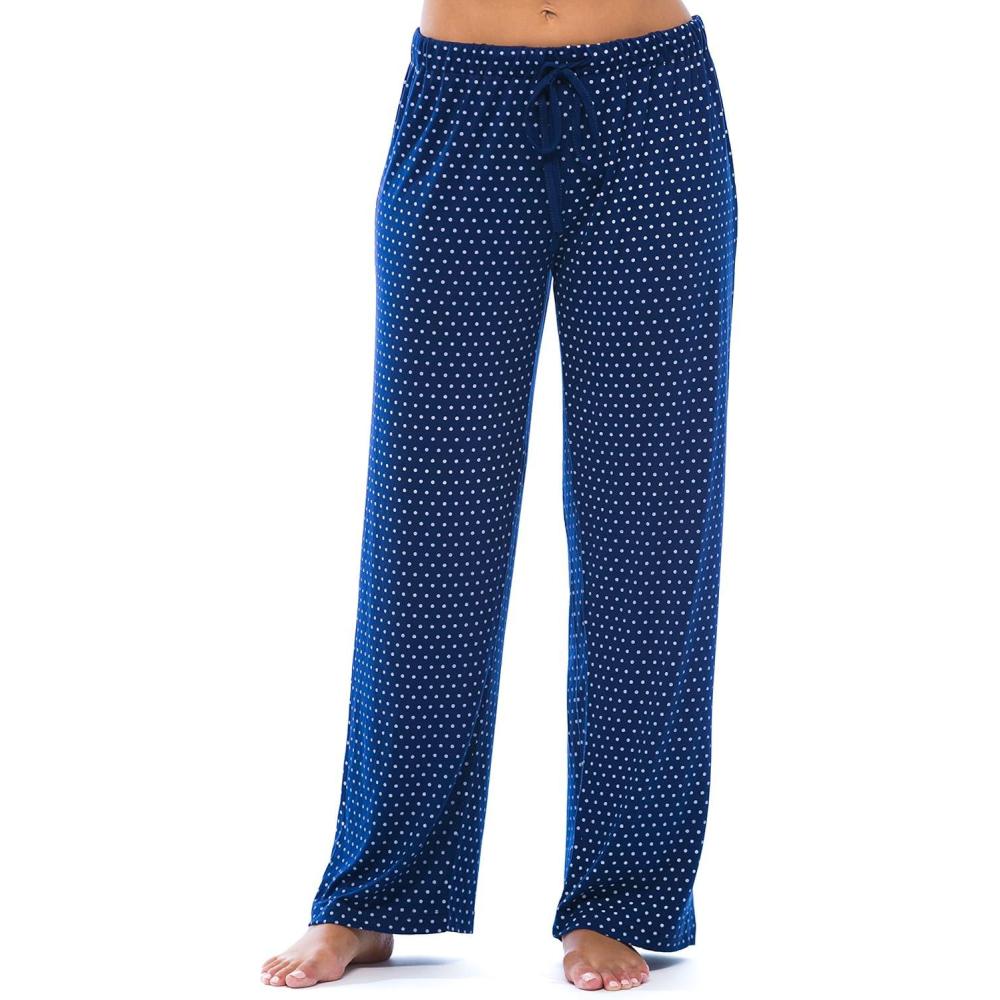 imageJust Love Silky Soft Women Pajama Pants with Stretch PJs SleepwearNavy With White Dots
