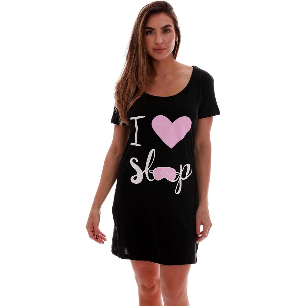imageJust Love Sleep Dress for Women Sleeping Dorm ShirtBlack I Love Sleep Mask