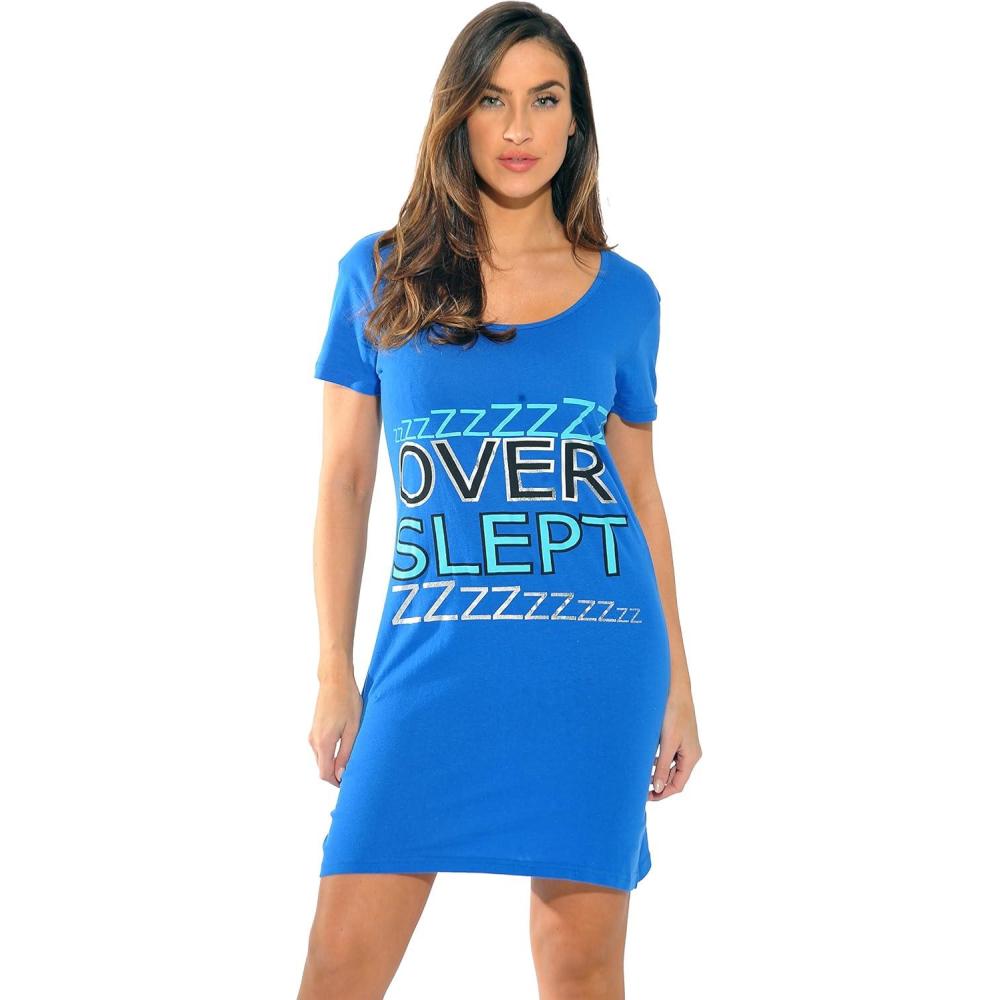 imageJust Love Sleep Dress for Women Sleeping Dorm ShirtBlue Over Slept