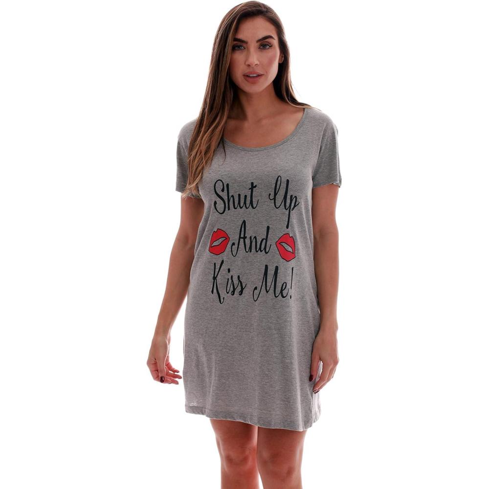 imageJust Love Sleep Dress for Women Sleeping Dorm ShirtGrey Kiss Me