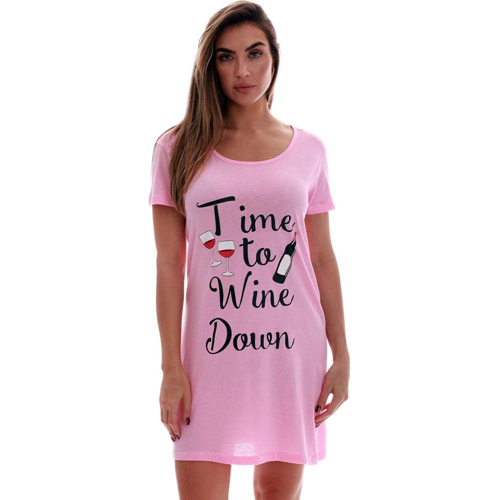 imageJust Love Sleep Dress for Women Sleeping Dorm ShirtPink Time to Wine Down