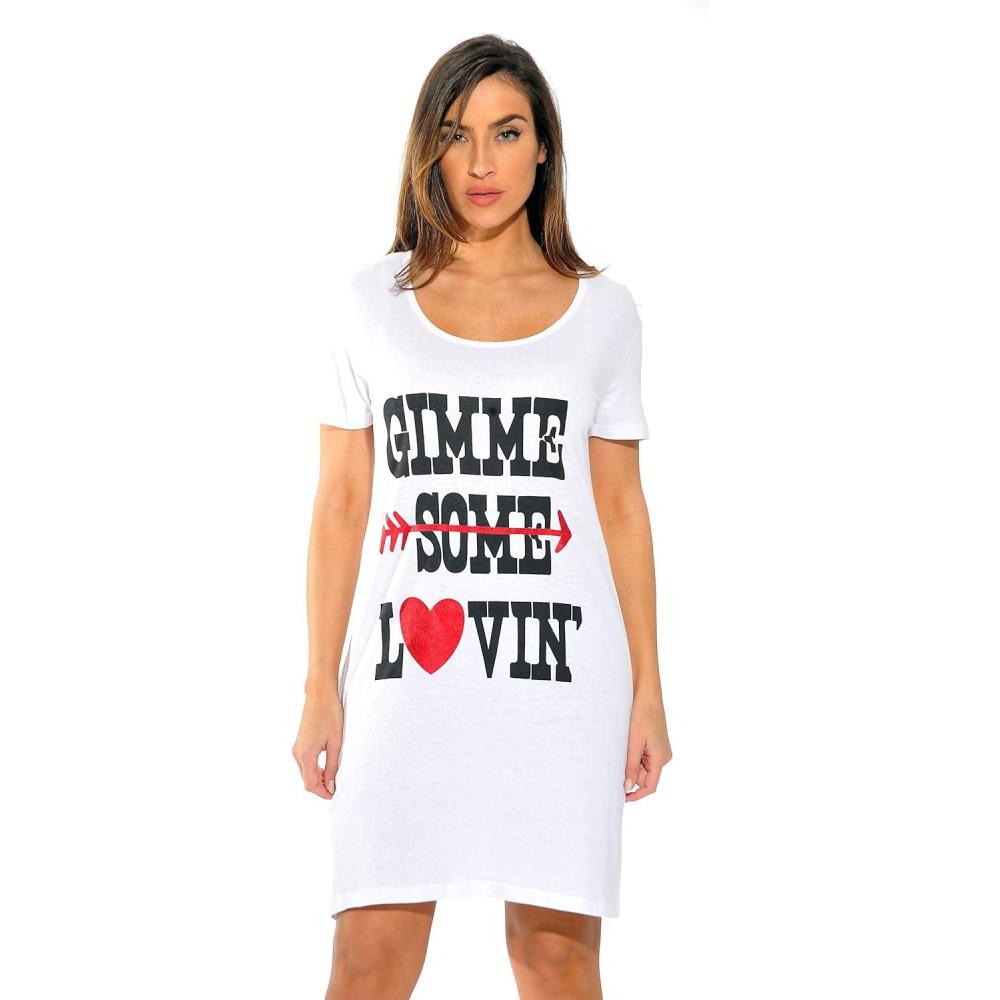 imageJust Love Sleep Dress for Women Sleeping Dorm ShirtWhite Gimme Some Lovin