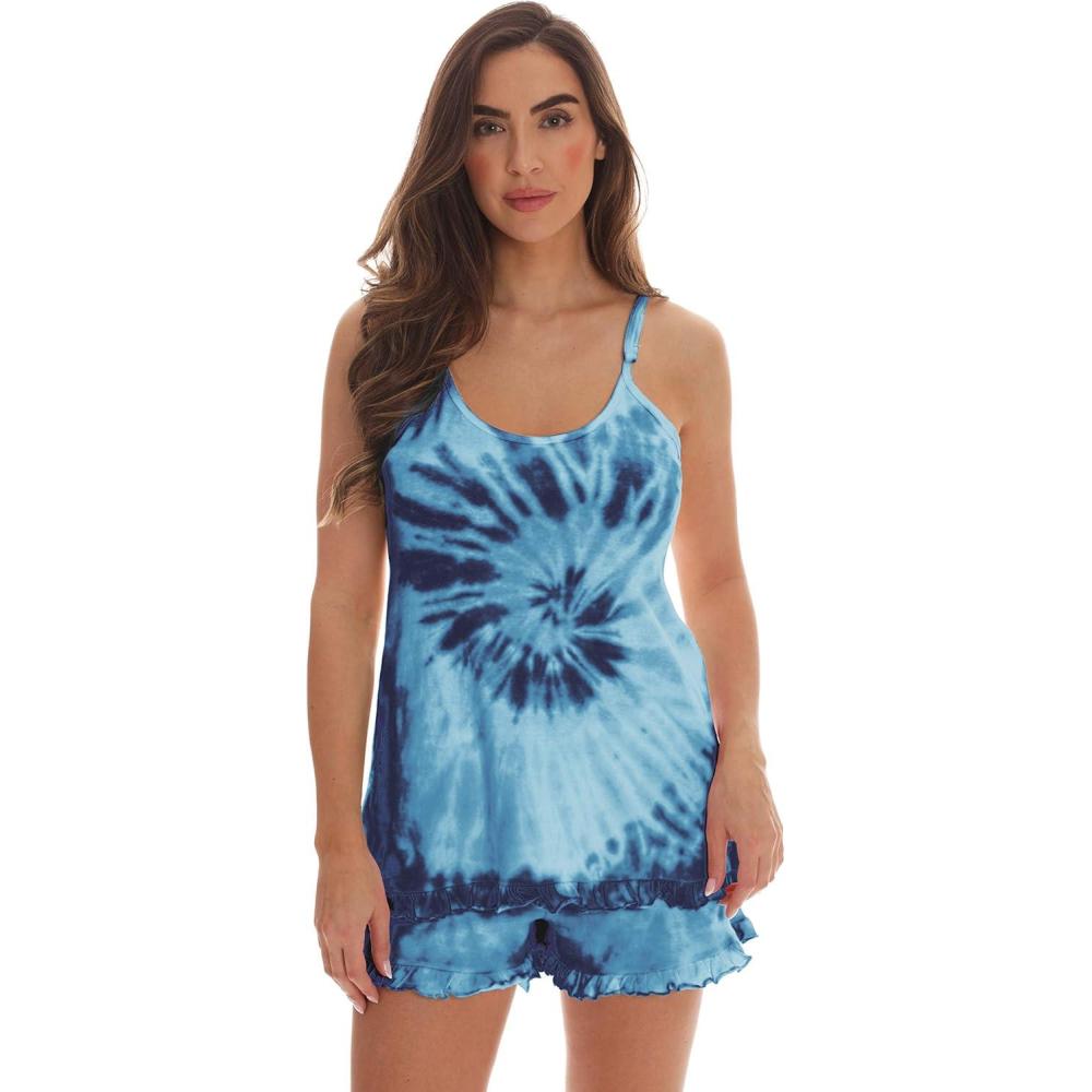 imageJust Love Tie Dye Pajama Short Set with Ruffle DetailTie Dye Blue Swirl