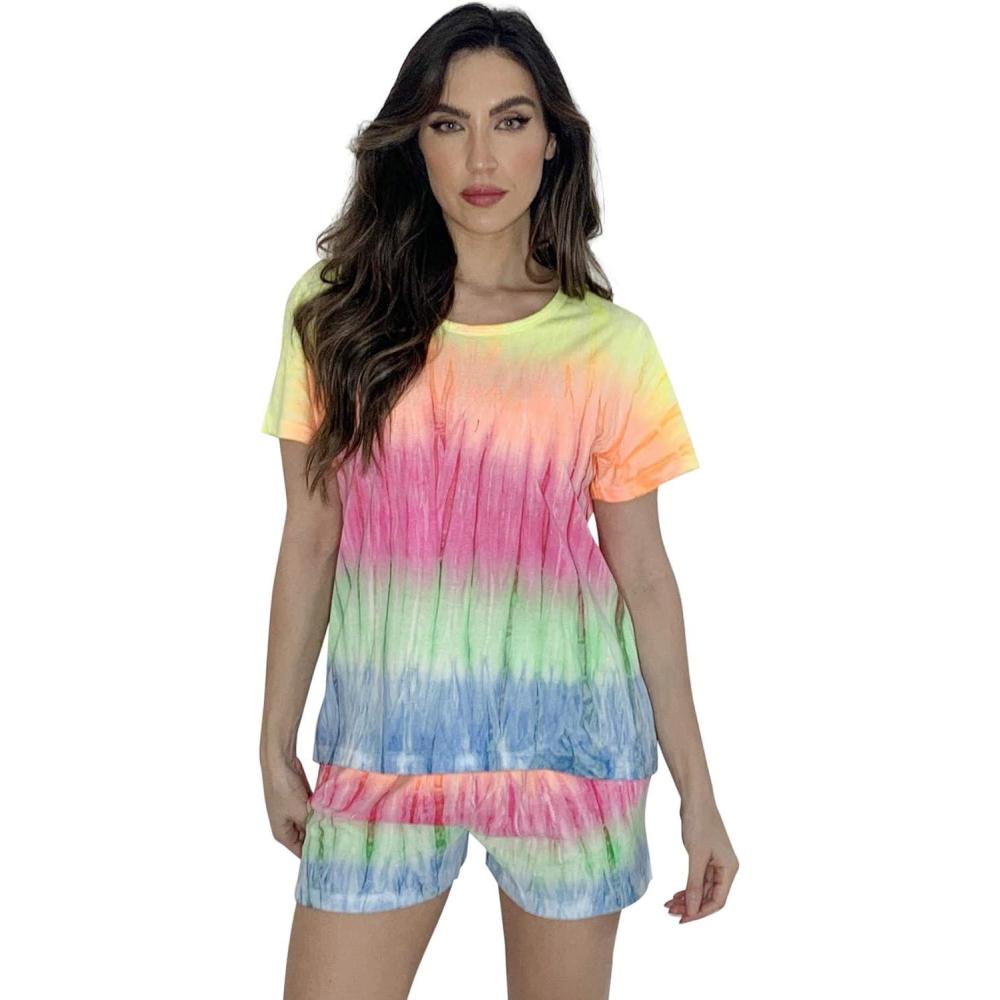 imageJust Love Tie Dye Shorts Set for WomenRainbow