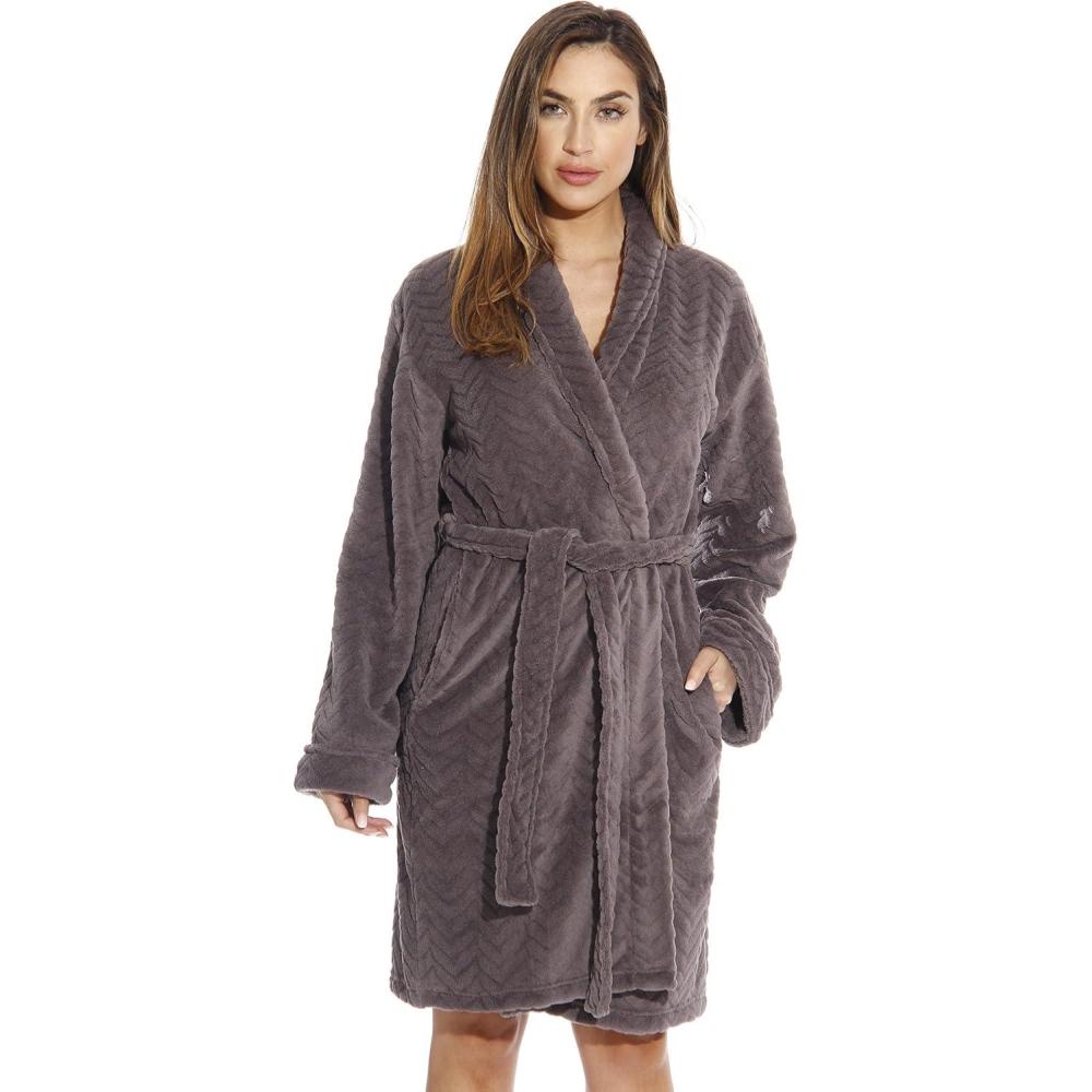 imageJust Love Velour Chevron Texture Bath Robes for WomenCharcoal