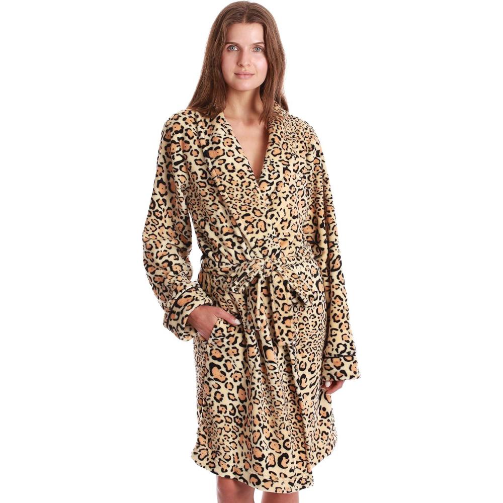 imageJust Love Velour Chevron Texture Bath Robes for WomenLeopard