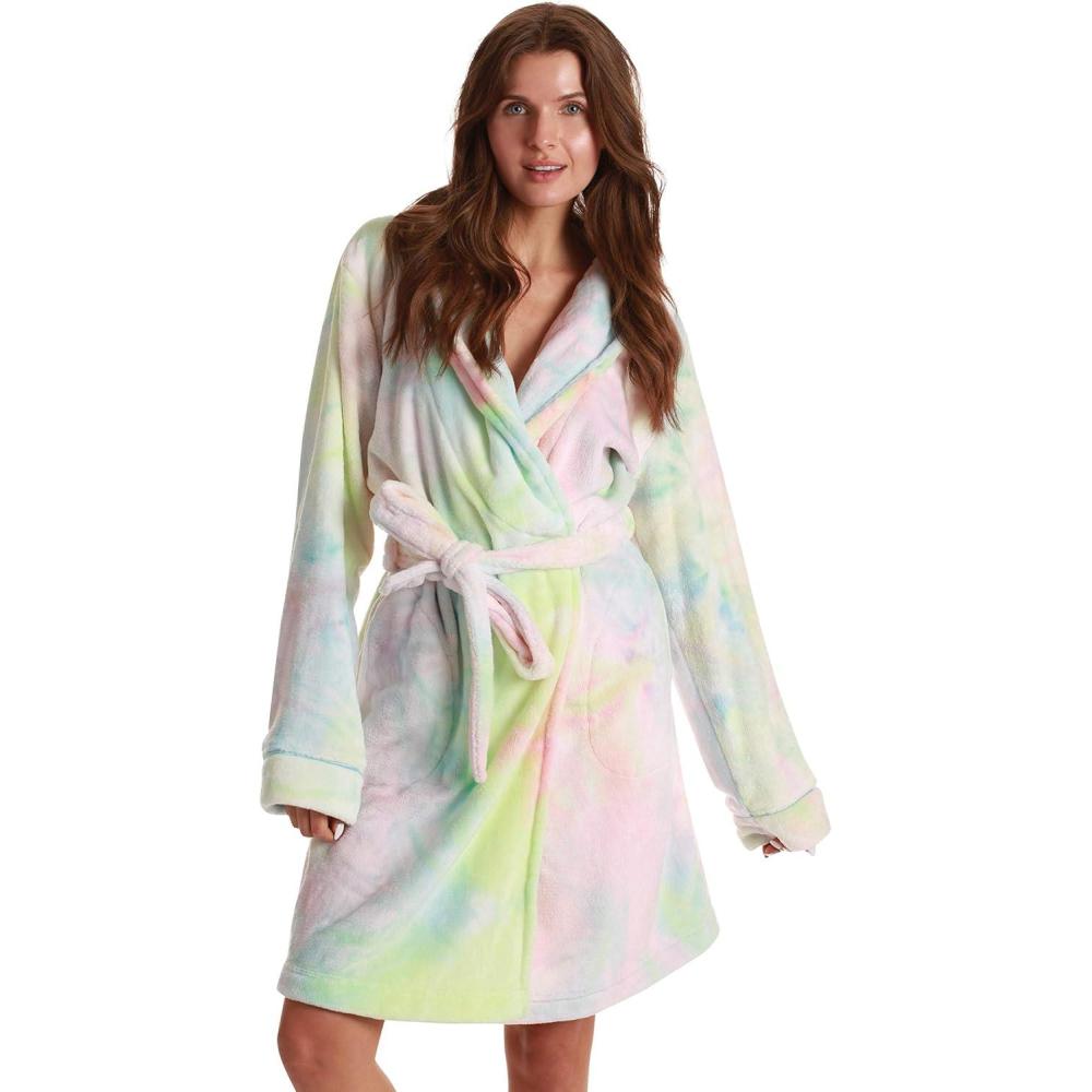 imageJust Love Velour Chevron Texture Bath Robes for WomenPastel Tie Dye