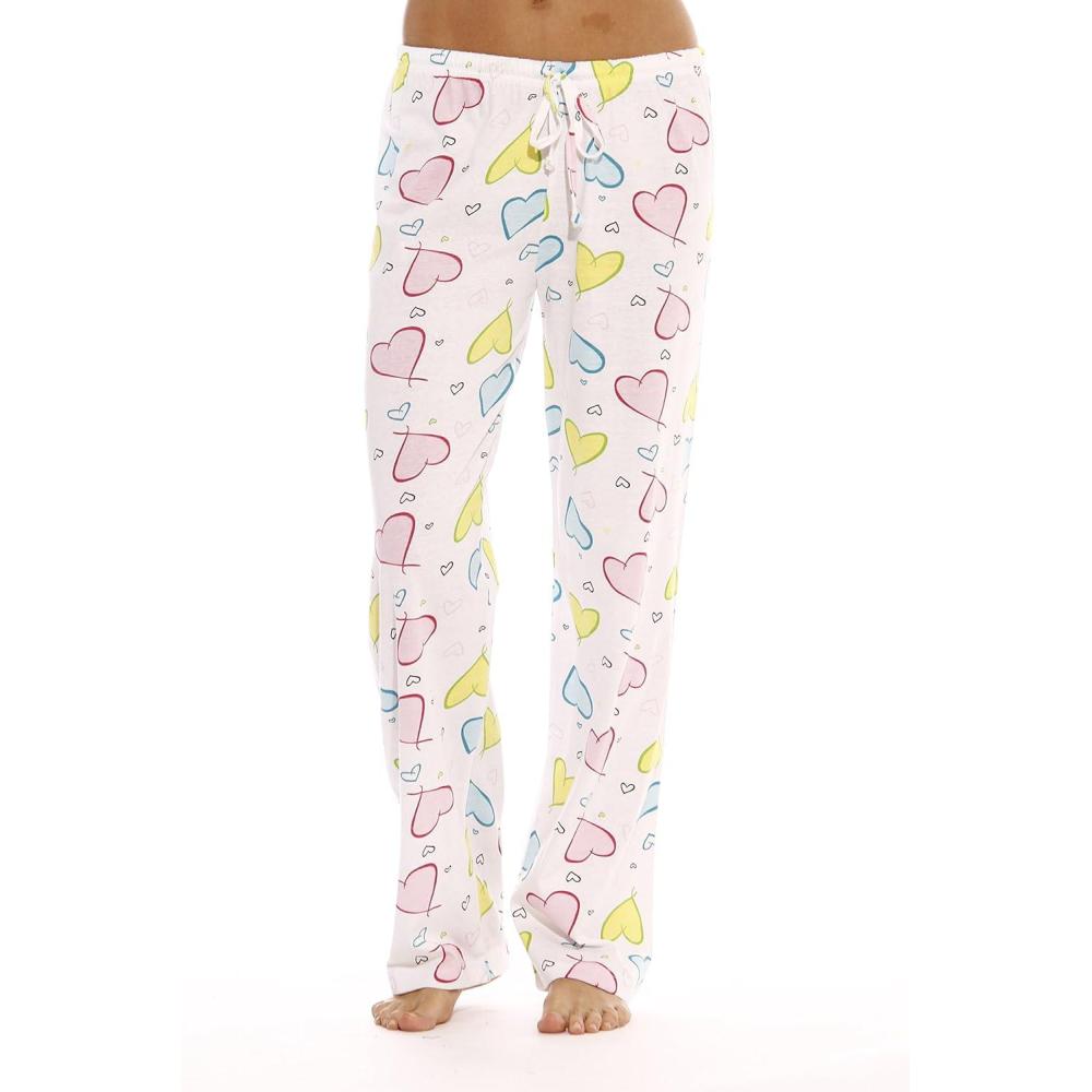 imageJust Love Womens 100 Cotton Pajama PantsFloating Hearts White