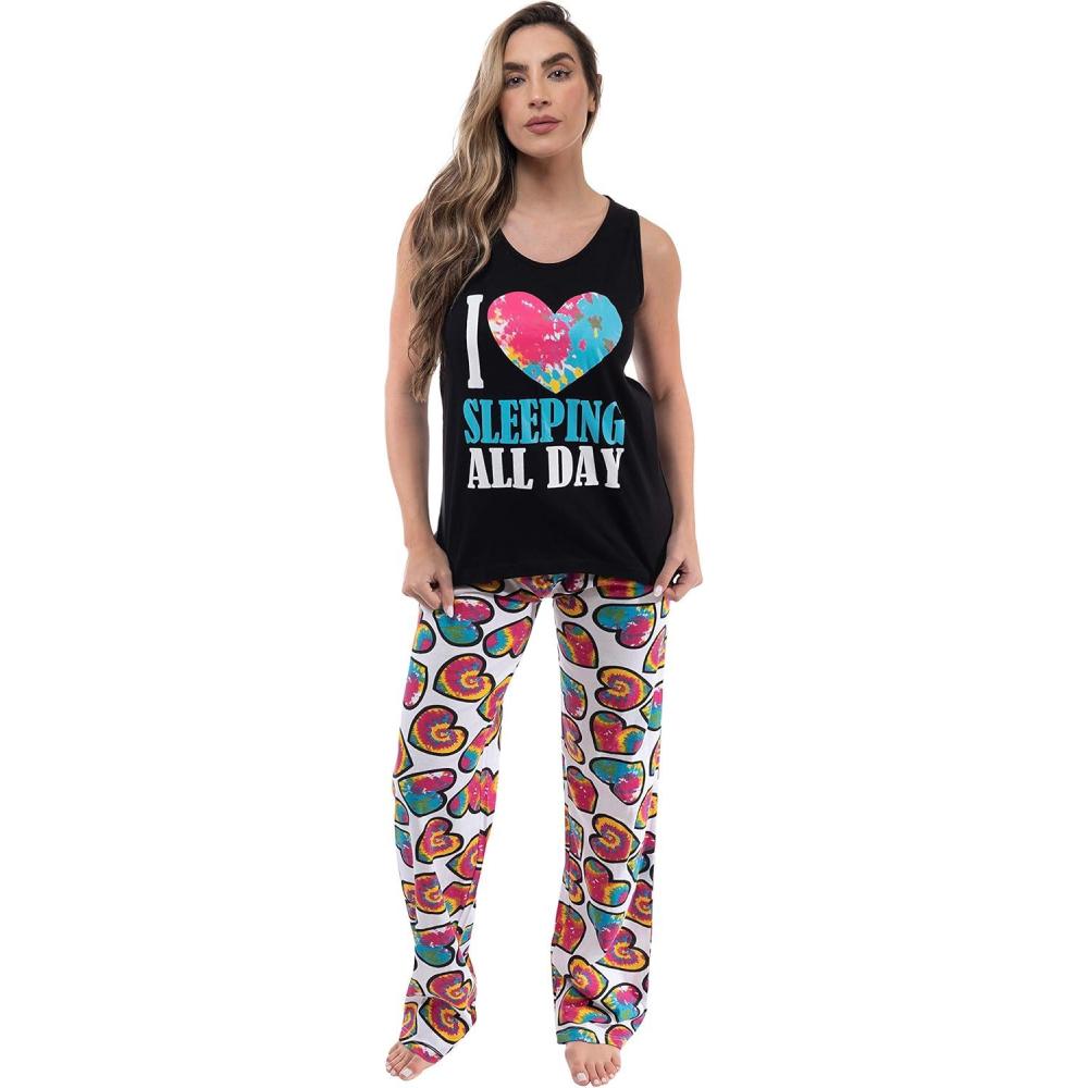 imageJust Love Womens Pajama Pant SetsBlack I Love Sleeping All Day
