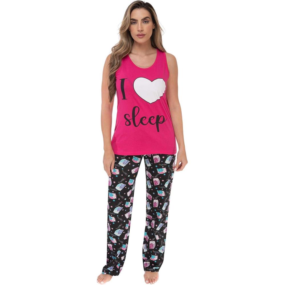 imageJust Love Womens Pajama Pant SetsPink Sleeping Owls