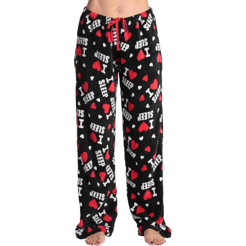 imageJust Love Womens Plush Pajama PantsBlack I Heart Sleep