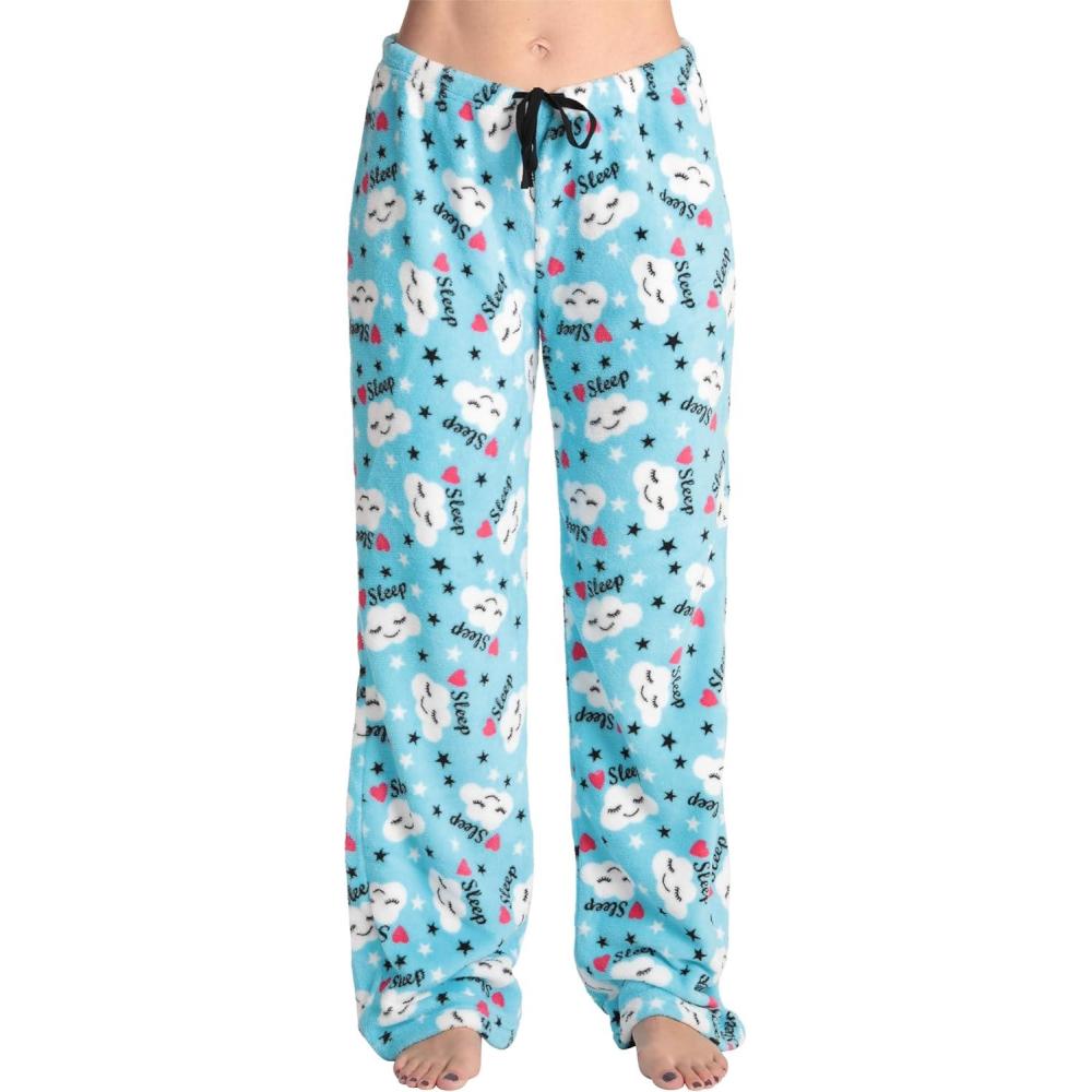 imageJust Love Womens Plush Pajama PantsBlue Heart Sleep Sky