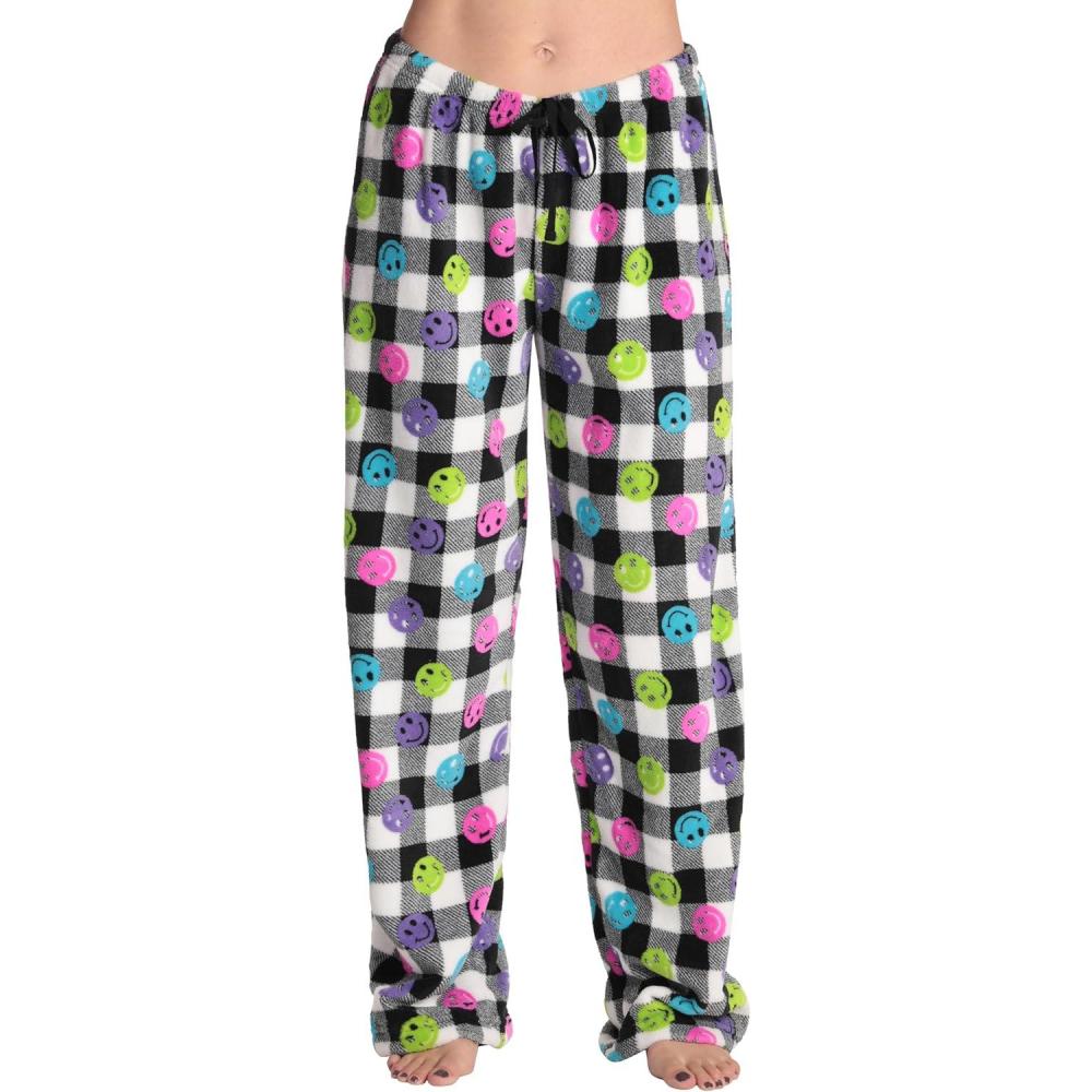 imageJust Love Womens Plush Pajama PantsBuffalo Plaid Smiley