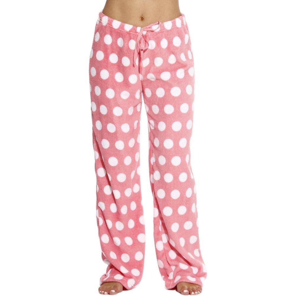 imageJust Love Womens Plush Pajama PantsDot Coral White