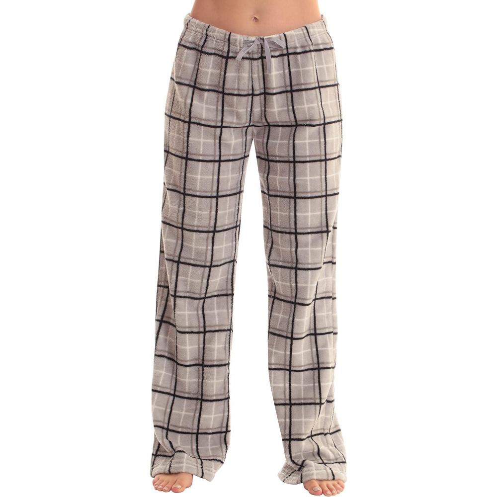 imageJust Love Womens Plush Pajama PantsGrey Plaid Black Grey
