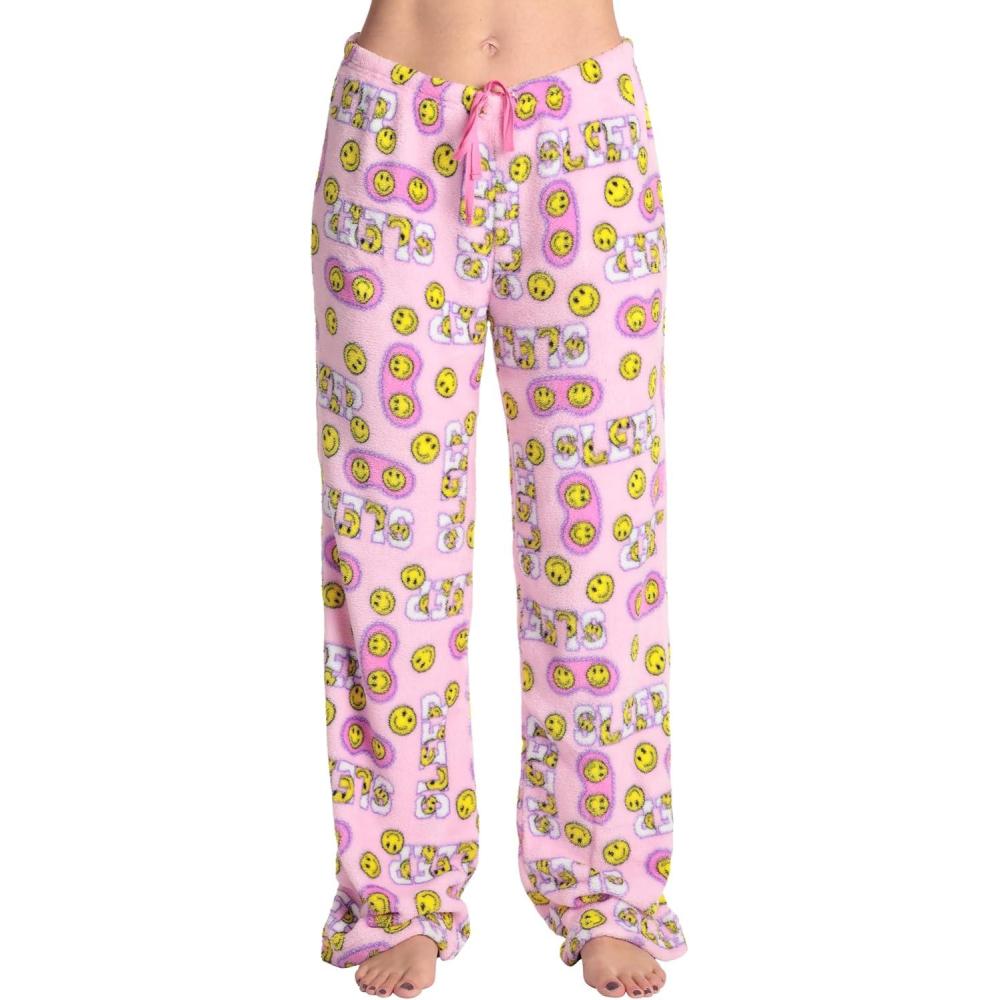 imageJust Love Womens Plush Pajama PantsPink Sleep Smiley