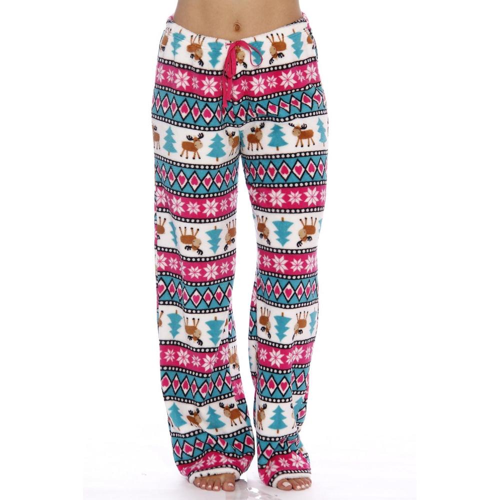 imageJust Love Womens Plush Pajama PantsWhite  Moose Love
