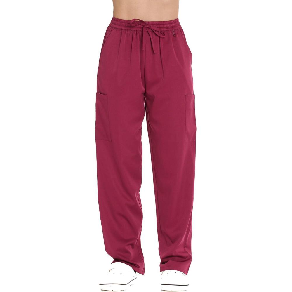 imageJust Love Womens Solid Stretch Scrub Pants Nursing Uniform Cargo Work BottomsBurgundy