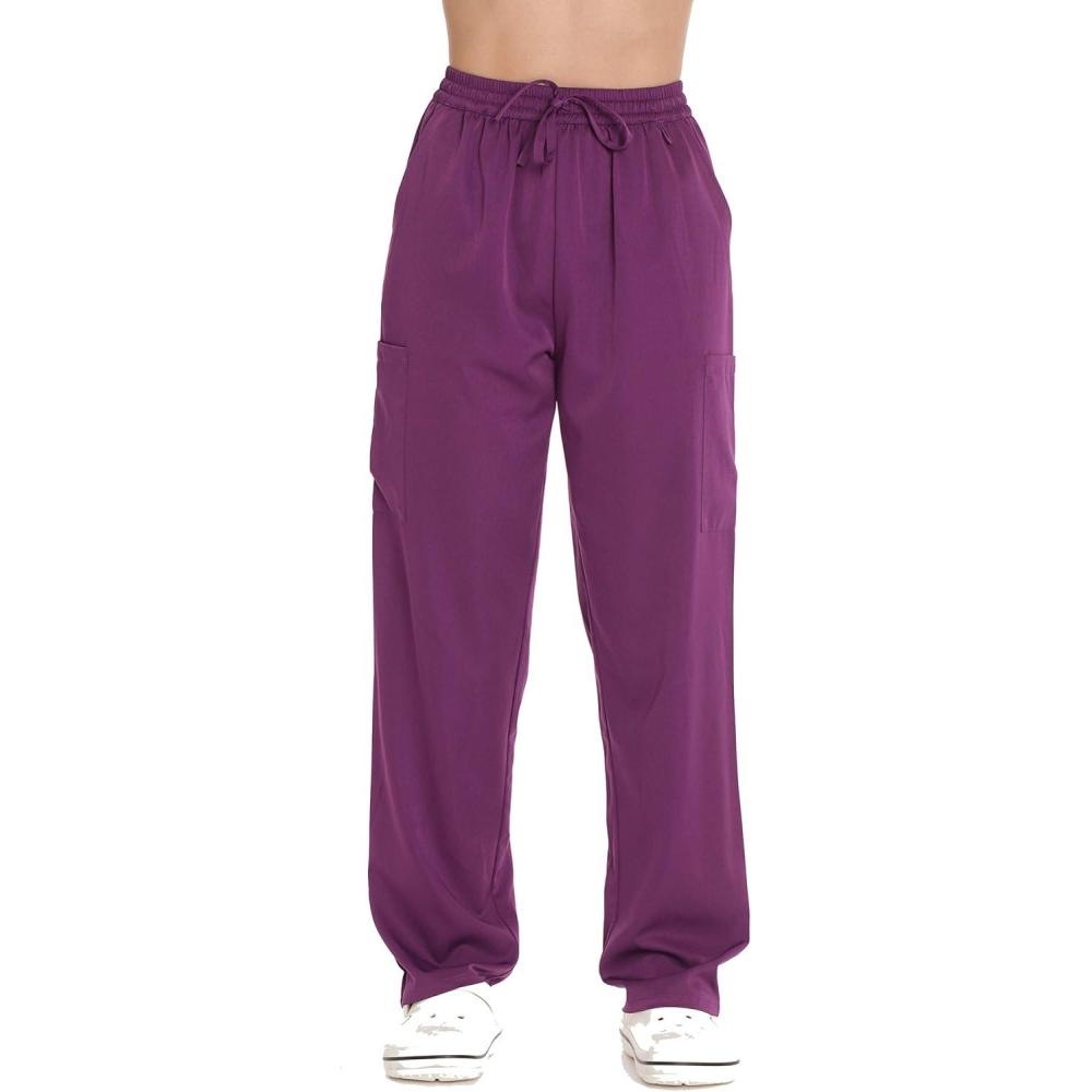 imageJust Love Womens Solid Stretch Scrub Pants Nursing Uniform Cargo Work BottomsEggplant