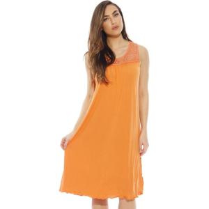 Dreamcrest Silky Soft Nightgown Crochet Trim Sleep Dress 1541B(Bright Orange)