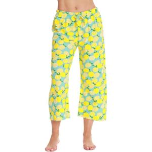 Just Love 100% Cotton Women Pajama Capri Pants Sleepwear(Blue – Lemons)