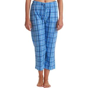 Just Love 100% Cotton Women Pajama Capri Pants Sleepwear(Navy Plaid)