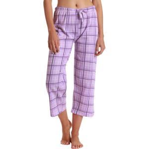 Just Love 100% Cotton Women Pajama Capri Pants Sleepwear(Purple Plaid)