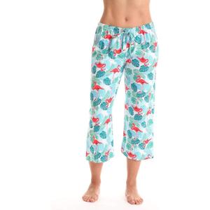 Just Love 100% Cotton Women Pajama Capri Pants Sleepwear(White – Tropical Flamingos)