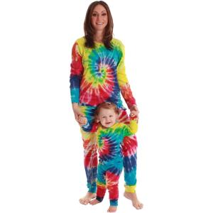 Just Love Mommy and Me Pajamas Set(Tie Dye Bright Swirl)