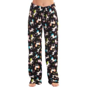 Just Love Plush Pajama Pants for Women(Black – Unicorn Stars)
