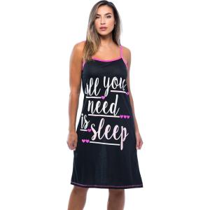 Just Love Polyester Spaghetti Strap Nightgown with Cute Graphics(All You Need is Sleep)