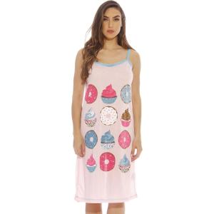 Just Love Polyester Spaghetti Strap Nightgown with Cute Graphics(Donuts and Cupcakes)