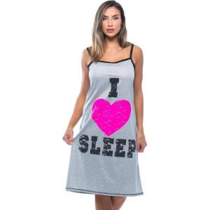 Just Love Polyester Spaghetti Strap Nightgown with Cute Graphics(I Love Sleep)