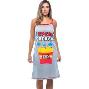 Just Love Polyester Spaghetti Strap Nightgown with Cute Graphics(I Speak French Fries)
