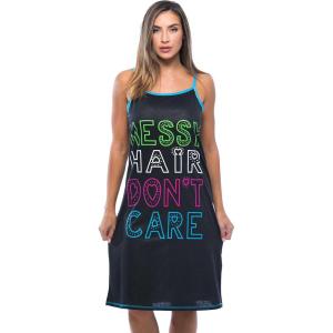Just Love Polyester Spaghetti Strap Nightgown with Cute Graphics(Messy Hair Don’t Care)