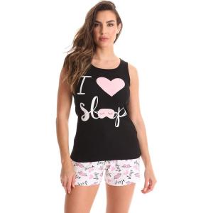 Just Love Sets Woman Pajamas(Black – I Love Sleep Mask)