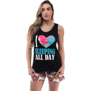 Just Love Sets Woman Pajamas(Black – I Love Sleeping All Day)