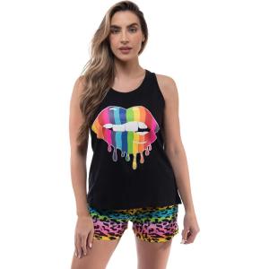 Just Love Sets Woman Pajamas(Black – Rainbow Lips)