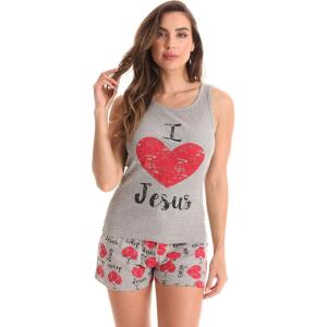 Just Love Sets Woman Pajamas(Grey – I Love Jesus)