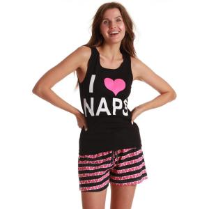 Just Love Sets Woman Pajamas(I Love Naps Black)