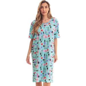 Just Love Short Sleeve Nightgown Sleep Dress for Women(Aqua – Glam It Up)
