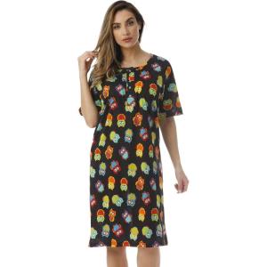 Just Love Short Sleeve Nightgown Sleep Dress for Women(Black – Fun Owl)