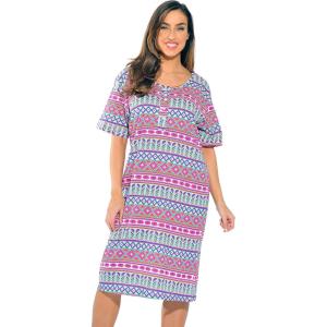 Just Love Short Sleeve Nightgown Sleep Dress for Women(Colorful Aztec)