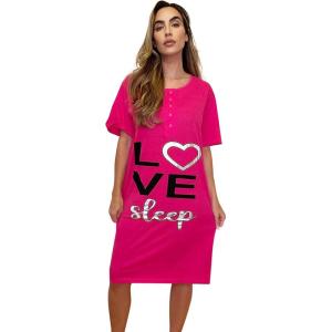 Just Love Short Sleeve Nightgown Sleep Dress for Women(Fuchsia – Love Sleep)