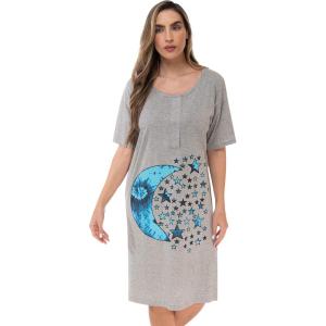 Just Love Short Sleeve Nightgown Sleep Dress for Women(Grey – Tie Dye Blue Swirl)