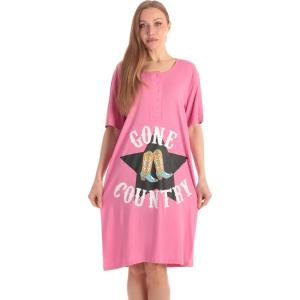 Just Love Short Sleeve Nightgown Sleep Dress for Women(Pink – Gone Country)