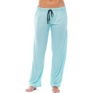 Just Love Silky Soft Women Pajama Pants with Stretch PJs Sleepwear(Aqua With Black Dots)